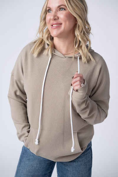 IN STOCK Kacey Ribbed Hoodie - Mocha - Pumpkin Patch Co