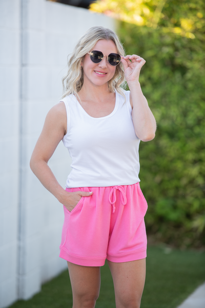 IN STOCK Weslie Waffle Shorts - Pink - Pumpkin Patch Co
