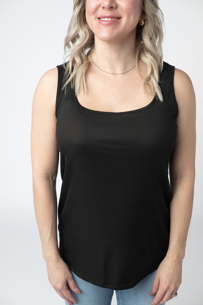 IN STOCK Rachel Ribbed Tank - Black - Pumpkin Patch Co