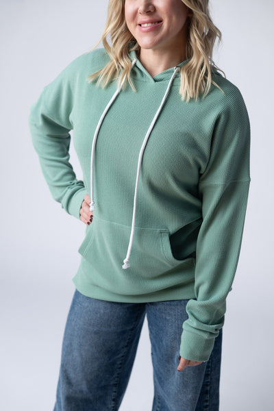 IN STOCK Kacey Ribbed Hoodie - Sage - Pumpkin Patch Co