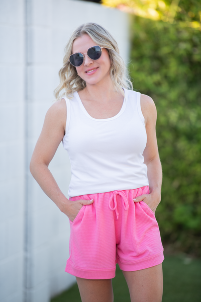 IN STOCK Weslie Waffle Shorts - Pink - Pumpkin Patch Co