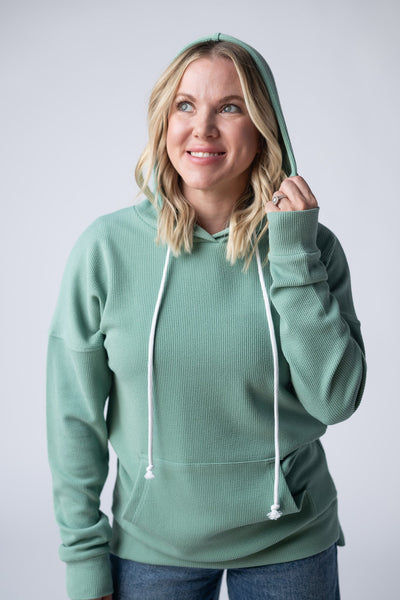IN STOCK Kacey Ribbed Hoodie - Sage - Pumpkin Patch Co