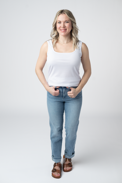 IN STOCK Rachel Ribbed Tank - White - Pumpkin Patch Co
