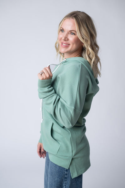IN STOCK Kacey Ribbed Hoodie - Sage - Pumpkin Patch Co