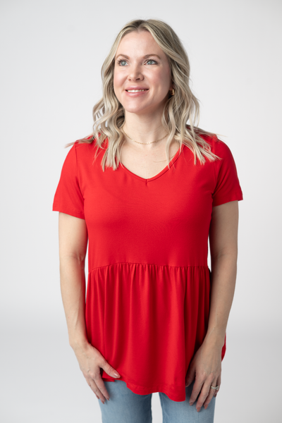 IN STOCK Sarah Ruffle Short Sleeve - Red - Pumpkin Patch Co