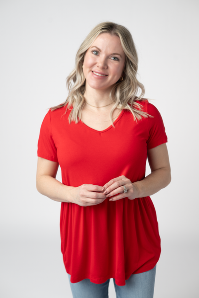 IN STOCK Sarah Ruffle Short Sleeve - Red - Pumpkin Patch Co