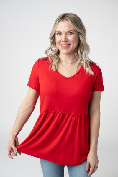 IN STOCK Sarah Ruffle Short Sleeve - Red - Pumpkin Patch Co