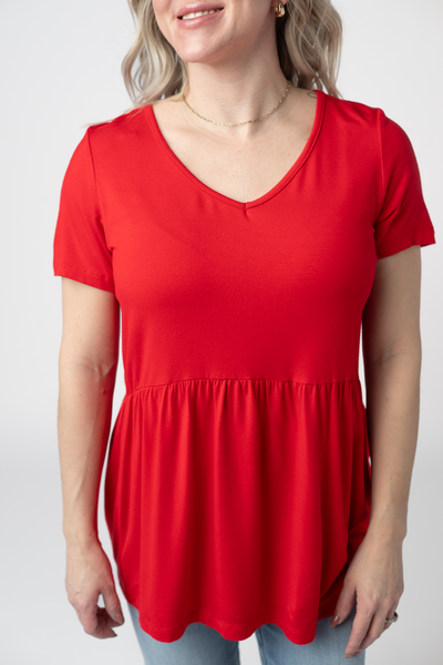IN STOCK Sarah Ruffle Short Sleeve - Red - Pumpkin Patch Co