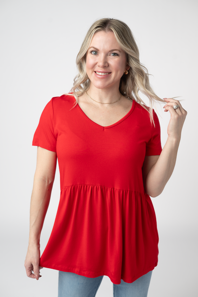 IN STOCK Sarah Ruffle Short Sleeve - Red - Pumpkin Patch Co