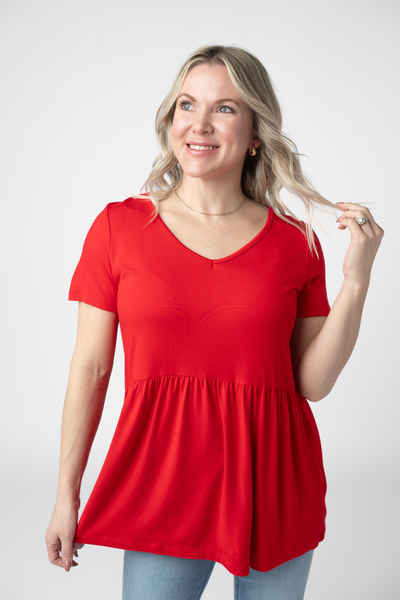 IN STOCK Sarah Ruffle Short Sleeve - Red - Pumpkin Patch Co