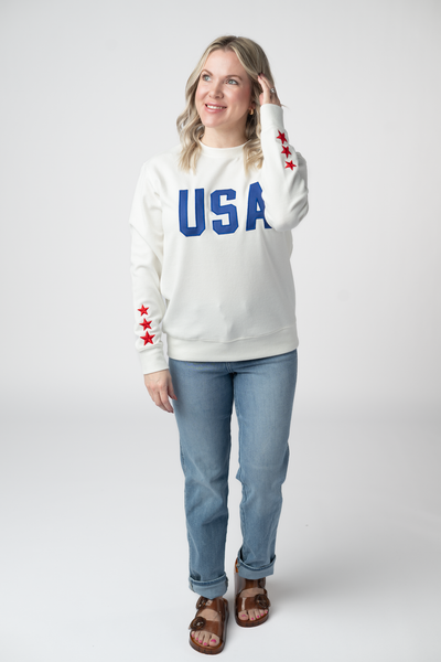 IN STOCK USA Pullover - White - Pumpkin Patch Co
