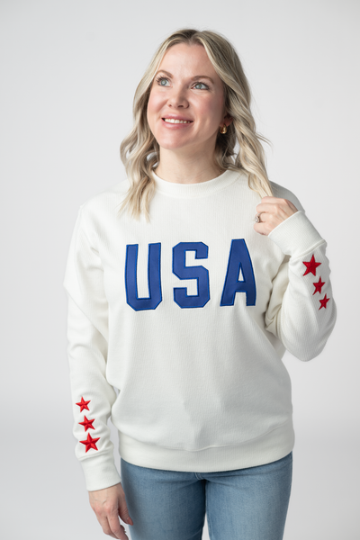 IN STOCK USA Pullover - White - Pumpkin Patch Co