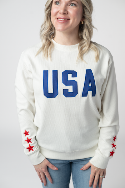 IN STOCK USA Pullover - White - Pumpkin Patch Co