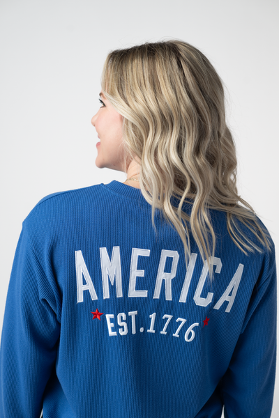 IN STOCK America Pullover - Blue - Pumpkin Patch Co