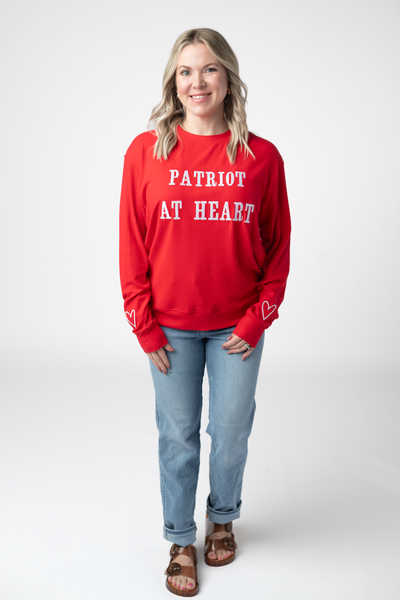 IN STOCK Corrine Embroidered Pullover Top - Patriot at Heart - Pumpkin Patch Co