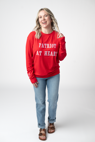 IN STOCK Corrine Embroidered Pullover Top - Patriot at Heart - Pumpkin Patch Co