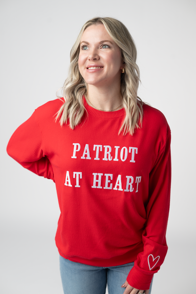 IN STOCK Corrine Embroidered Pullover Top - Patriot at Heart - Pumpkin Patch Co