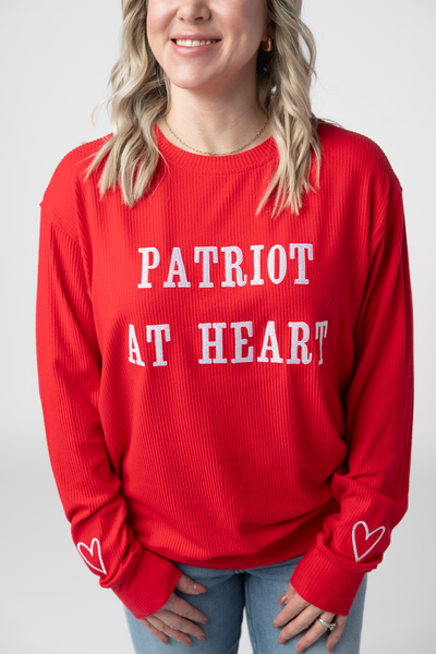 IN STOCK Corrine Embroidered Pullover Top - Patriot at Heart - Pumpkin Patch Co