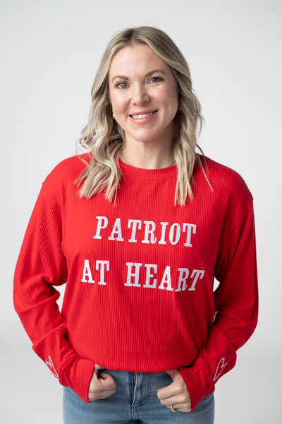 IN STOCK Corrine Embroidered Pullover Top - Patriot at Heart - Pumpkin Patch Co