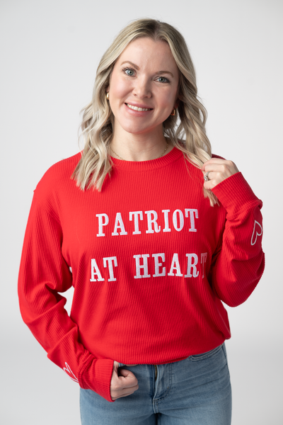 IN STOCK Corrine Embroidered Pullover Top - Patriot at Heart - Pumpkin Patch Co