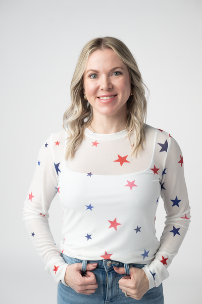 IN STOCK Mesh Long Sleeve Top - Stars - Pumpkin Patch Co