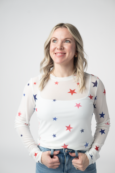 IN STOCK Mesh Long Sleeve Top - Stars - Pumpkin Patch Co
