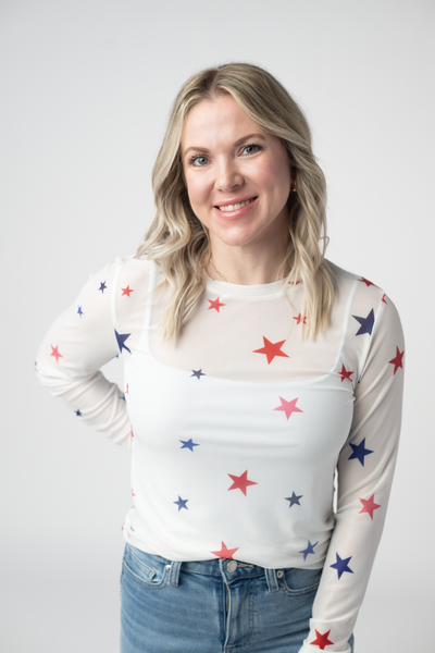 IN STOCK Mesh Long Sleeve Top - Stars - Pumpkin Patch Co