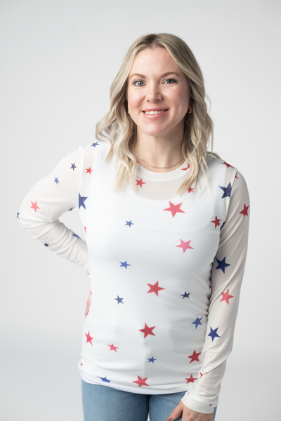 IN STOCK Mesh Long Sleeve Top - Stars - Pumpkin Patch Co