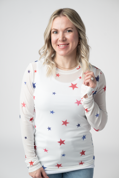 IN STOCK Mesh Long Sleeve Top - Stars - Pumpkin Patch Co