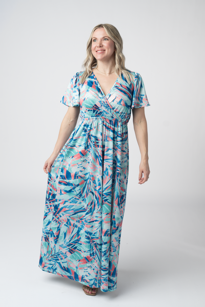 IN STOCK Millie Maxi Dress - Abstract Aqua Breeze