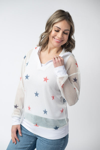 IN STOCK American Stars Mesh Hoodie - Pumpkin Patch Co