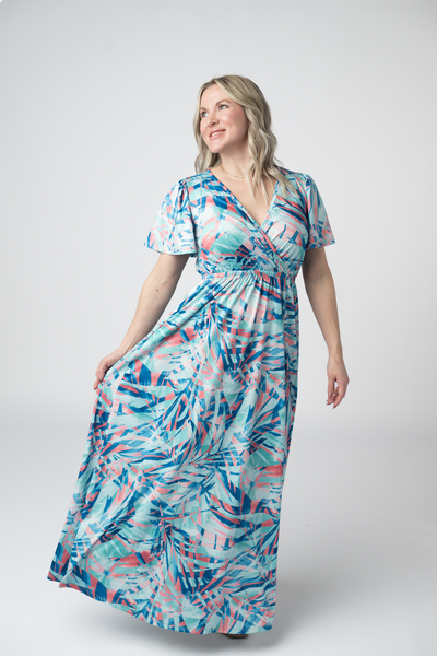 IN STOCK Millie Maxi Dress - Abstract Aqua Breeze