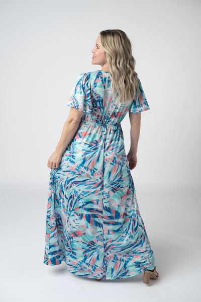 IN STOCK Millie Maxi Dress - Abstract Aqua Breeze