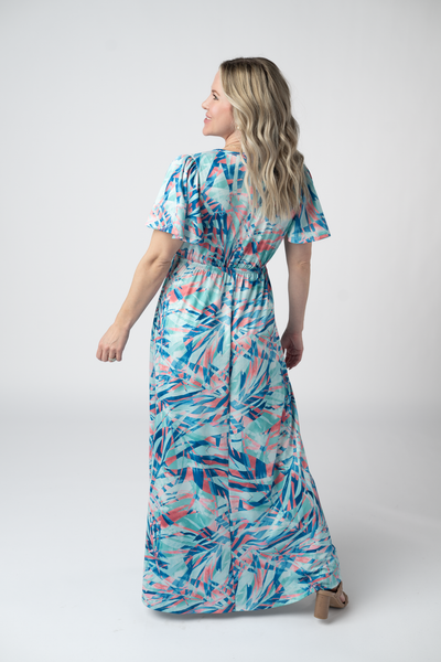 IN STOCK Millie Maxi Dress - Abstract Aqua Breeze