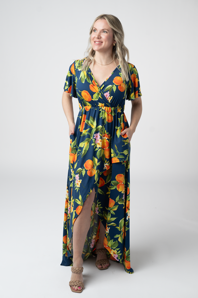IN STOCK Harley High-Low Dress - Navy Citrus