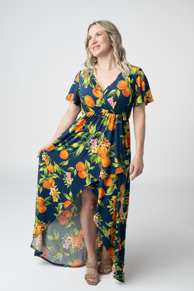 IN STOCK Harley High-Low Dress - Navy Citrus