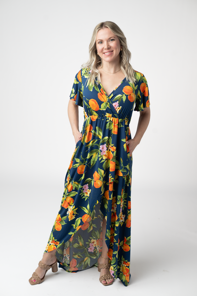 IN STOCK Harley High-Low Dress - Navy Citrus