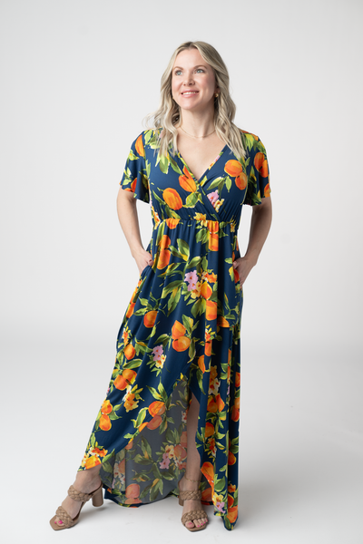 IN STOCK Harley High-Low Dress - Navy Citrus
