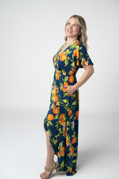 IN STOCK Harley High-Low Dress - Navy Citrus