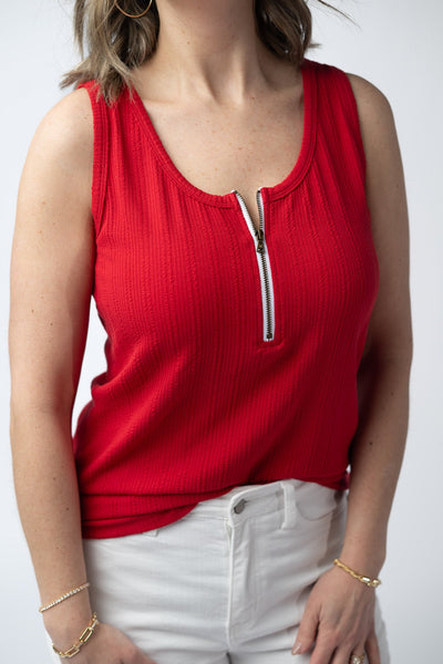 IN STOCK Mila Zipper Tank - Red - Pumpkin Patch Co