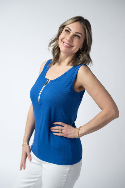 IN STOCK Mila Zipper Tank - Blue - Pumpkin Patch Co