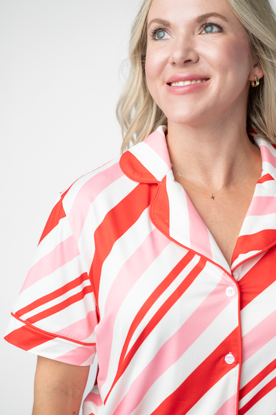IN STOCK Brooke Top and Shorts Pajama Set - Candy Cane