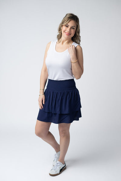 IN STOCK Roxie Ruffle Skort - Navy - Pumpkin Patch Co