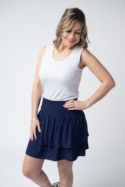 IN STOCK Roxie Ruffle Skort - Navy - Pumpkin Patch Co