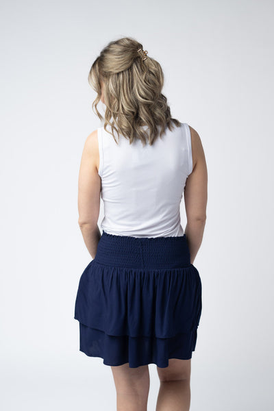 IN STOCK Roxie Ruffle Skort - Navy - Pumpkin Patch Co