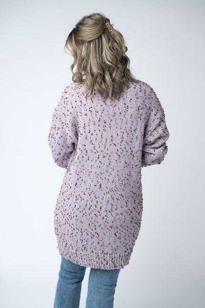 IN STOCK Carly Confetti Dot Cardigan - Lavender - Pumpkin Patch Co