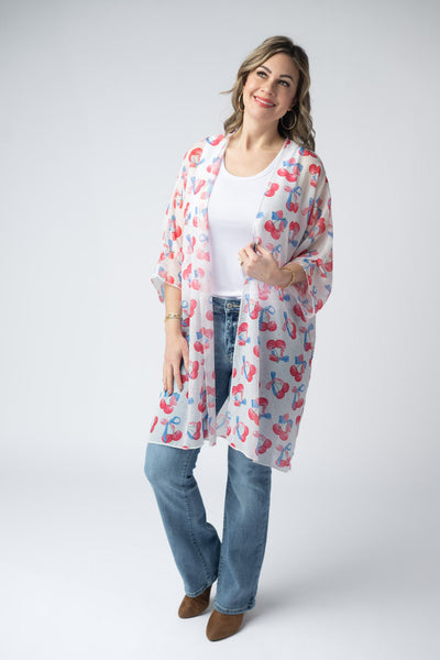 IN STOCK Patriotic Cherries Kimono - Pumpkin Patch Co