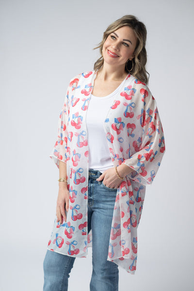 IN STOCK Patriotic Cherries Kimono - Pumpkin Patch Co
