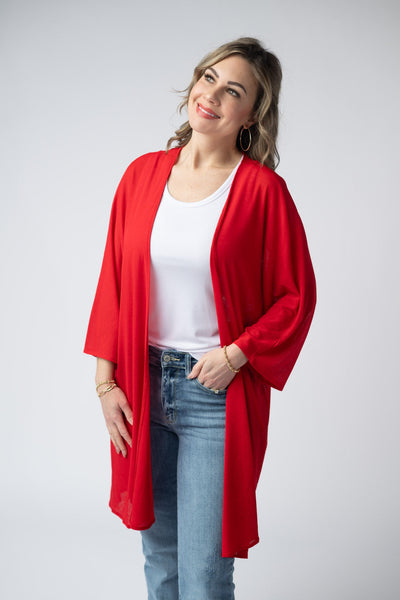 IN STOCK Ellie Cover-Up Kimono - Red - Pumpkin Patch Co