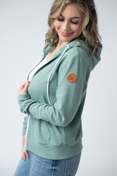 IN STOCK Fullzip Hoodie - Sage - Pumpkin Patch Co